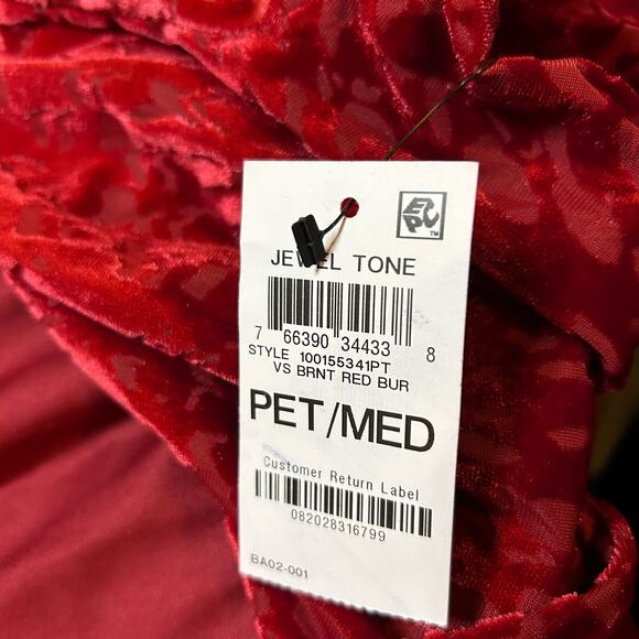 Alfani Red Velvet Burnout Wrap Top Women’s Medium Petite Whimsigoth Holiday - Picture 5 of 6